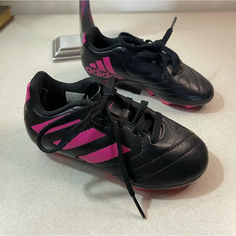 Adidas Girls Soccer Cleats Black Pink Size 10 - Picture 3 of 10